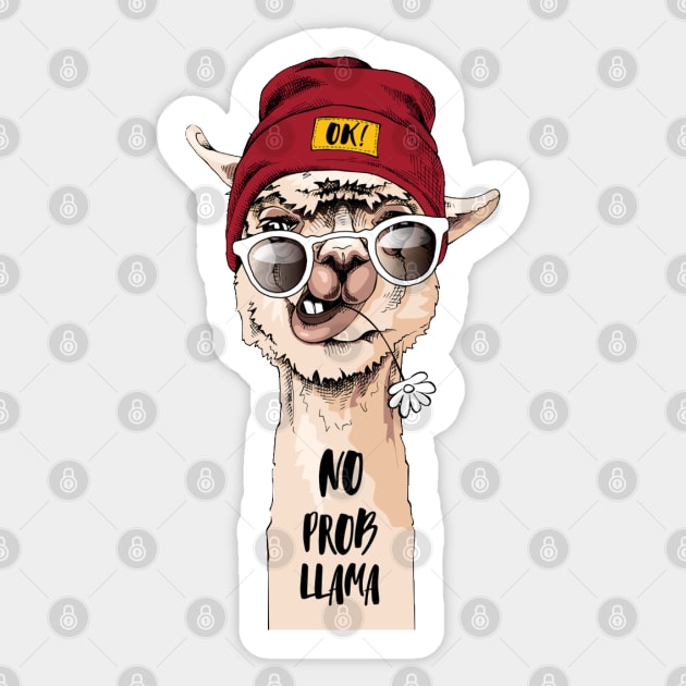 No Problem LLama Sticker by Mako Design 